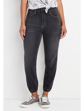 KanCan Exclusively for Maurices Black High Rise Denim Jogger Jeans 25 Elastic